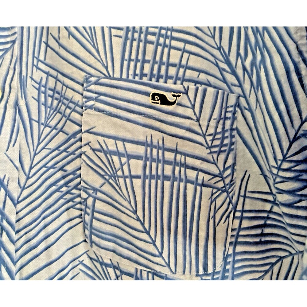 Vineyard Vines Shirt Men's Size XXL Short Sleeve Blue Palm Button Up Resortwear - Picture 5 of 8